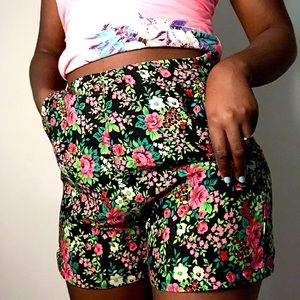 Floral high waisted shorts